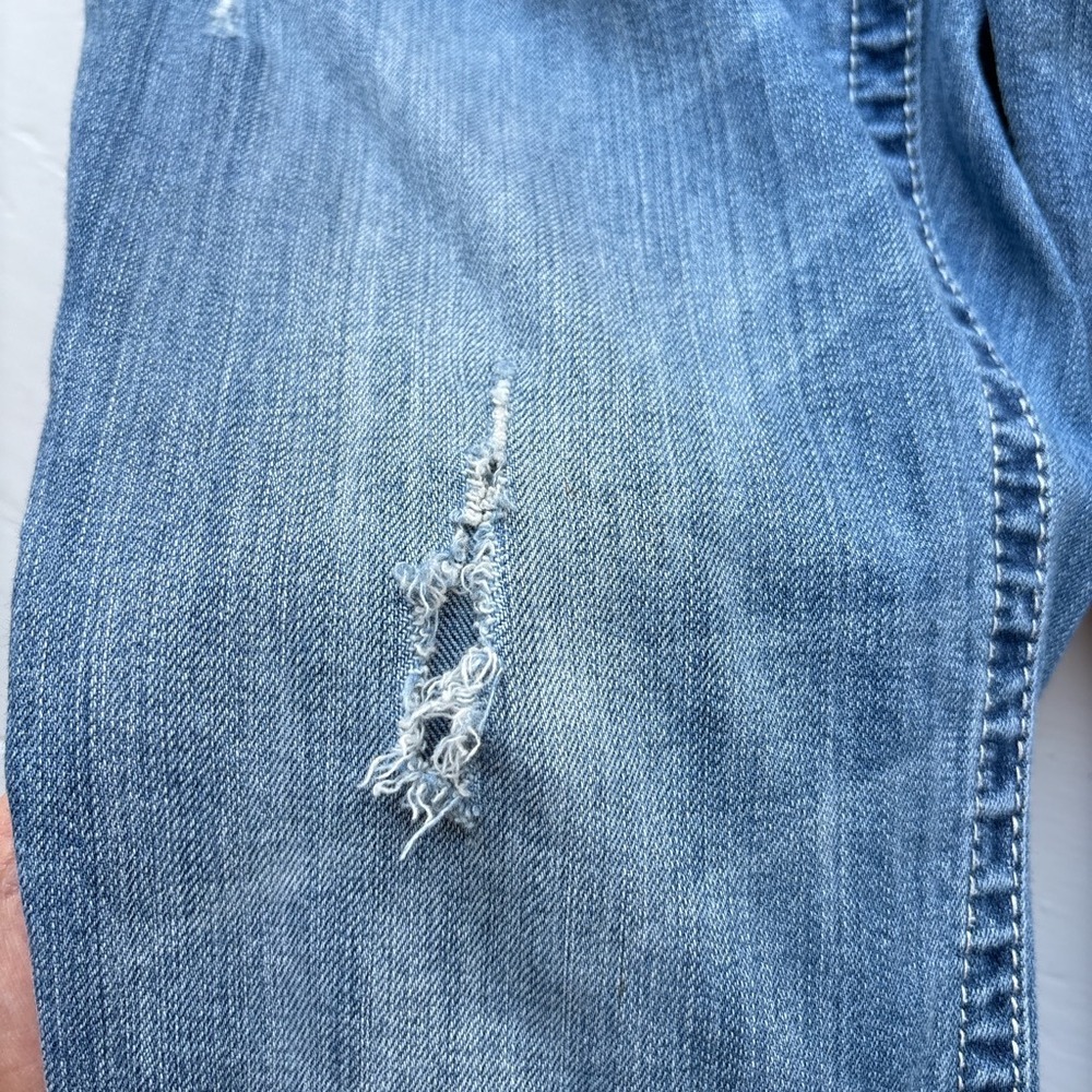 Harley Davidson Bootcut Womens 10 Jeans Y2K Blue Distressed Embellished Biker - Picture 7 of 11